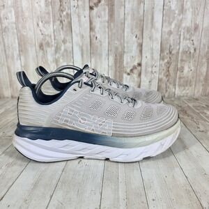 Hoka Bondi 6 Wide Women's Running Shoes Light Gray Navy Comfort Size 9.5‎